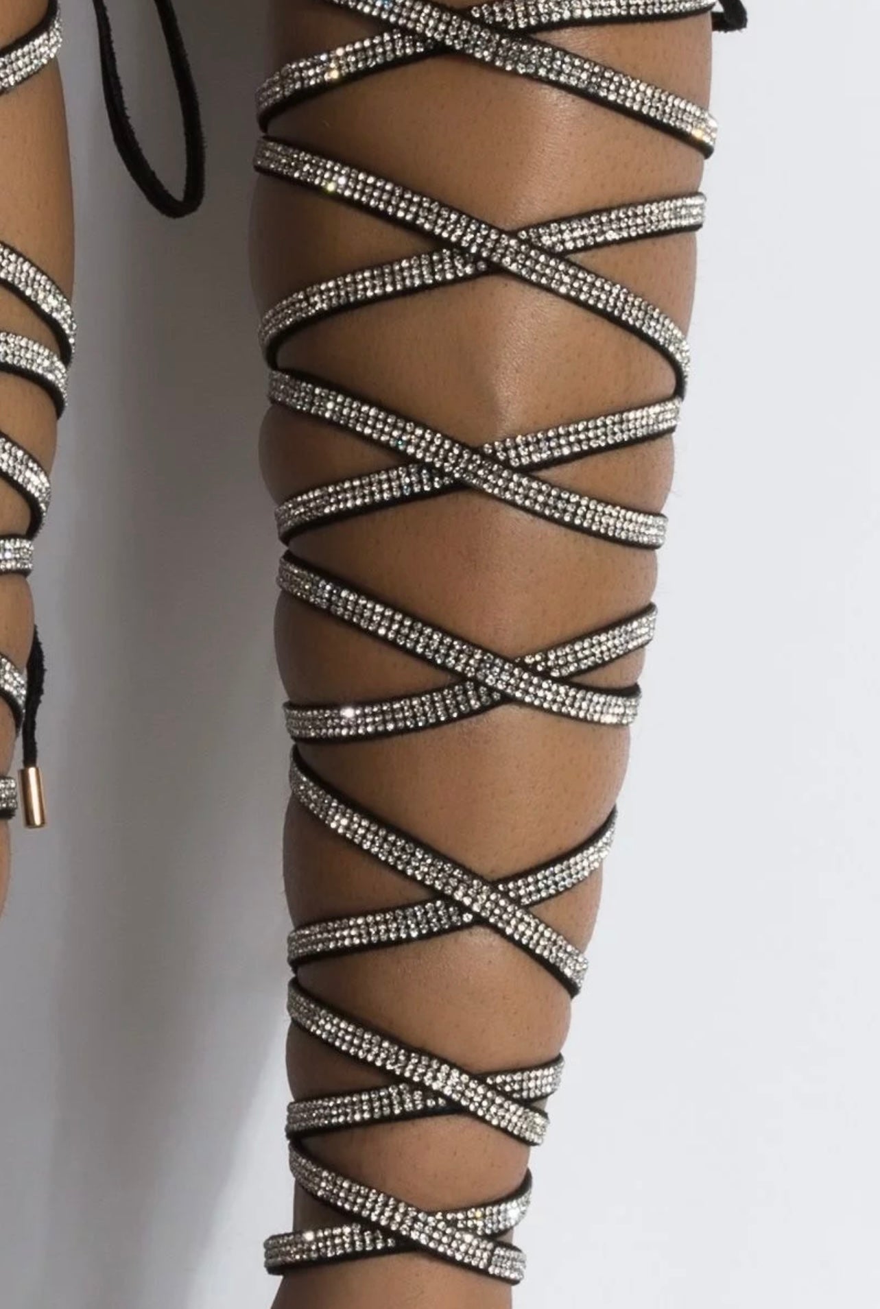 Thigh high diamond wrap heels sale